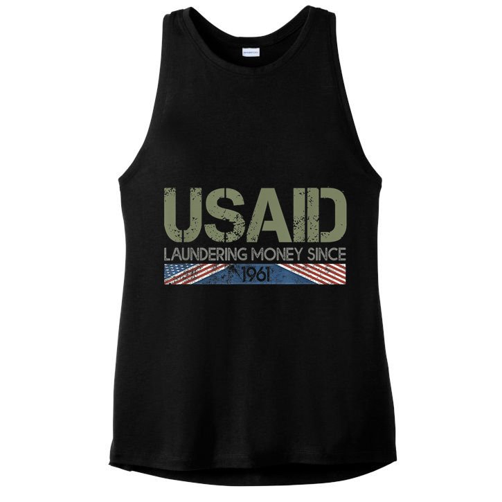 Usaid Satire Laundering Money Since 1961 Ladies PosiCharge Tri-Blend Wicking Tank