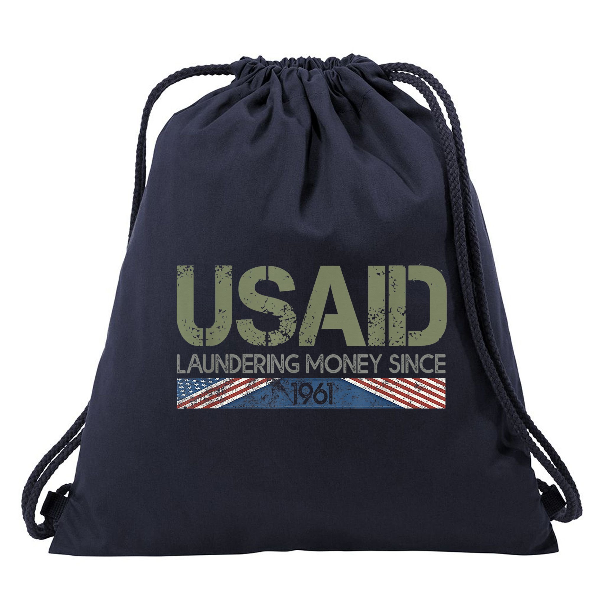 Usaid Satire Laundering Money Since 1961 Drawstring Bag