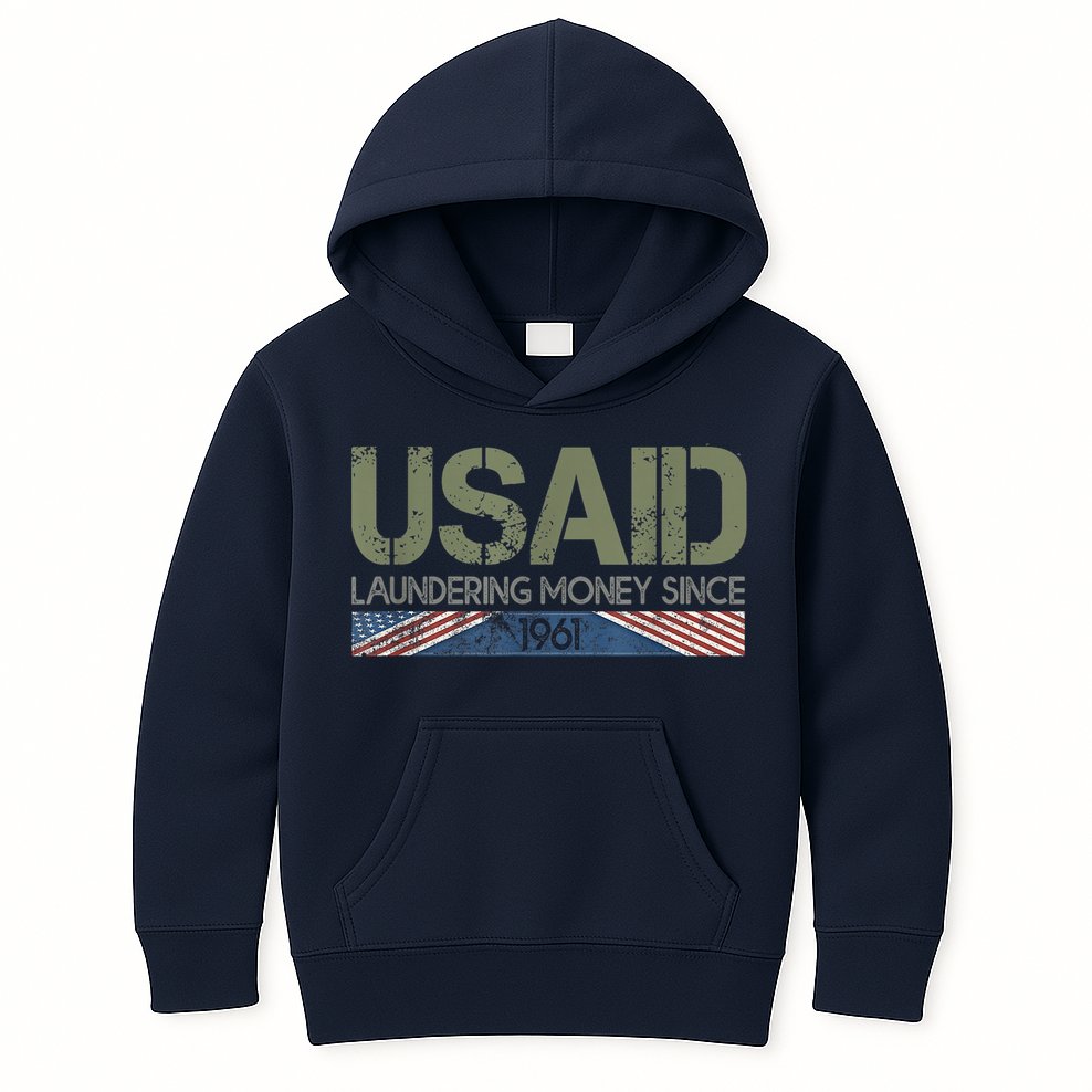 Usaid Satire Laundering Money Since 1961 Kids Hoodie