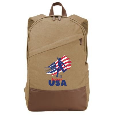 USA Soccer Lovers, Player The Team Shirt Soccer USA Flag Cotton Canvas Backpack