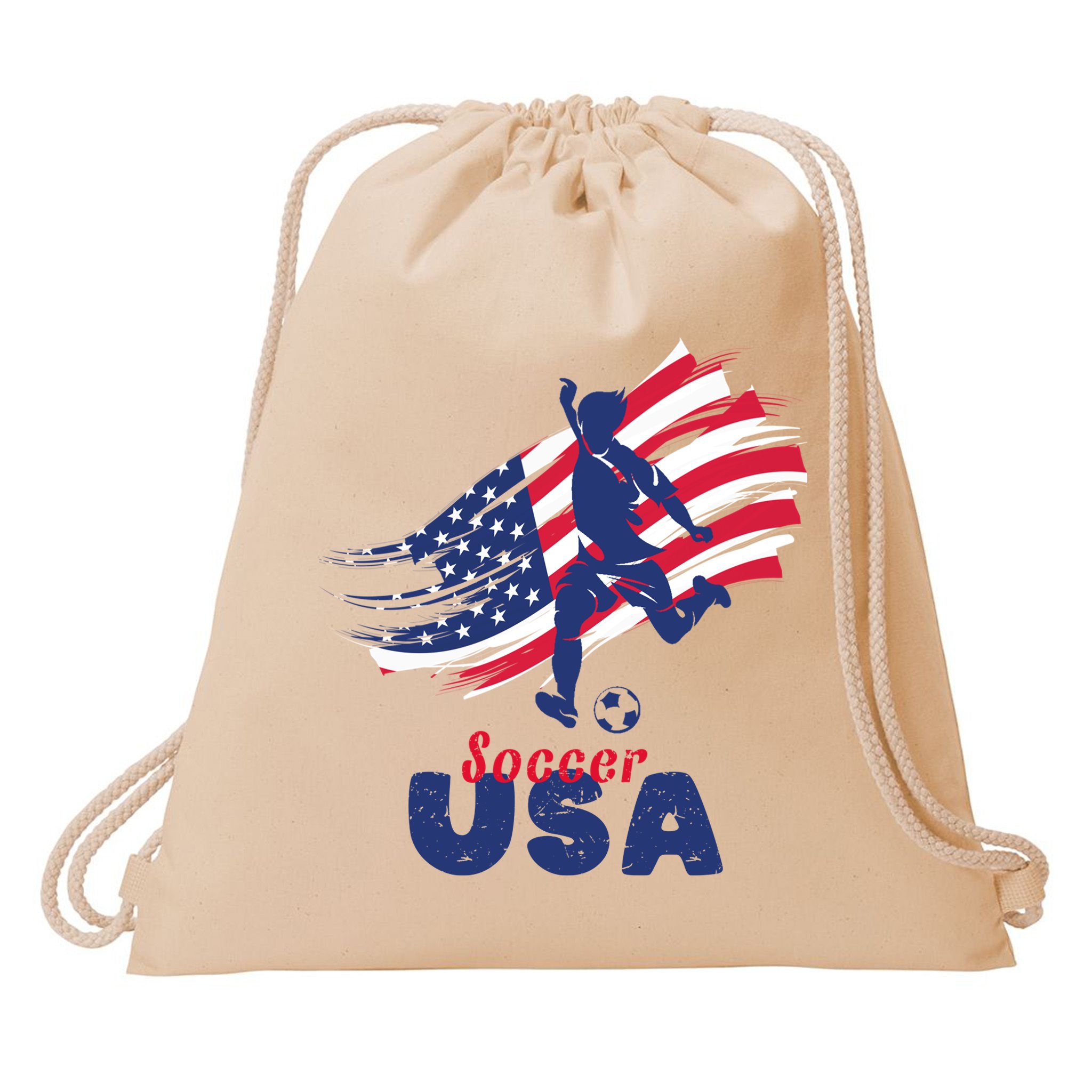 USA Soccer Lovers, Player The Team Shirt Soccer USA Flag Drawstring Bag
