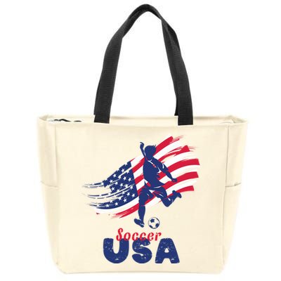 USA Soccer Lovers, Player The Team Shirt Soccer USA Flag Zip Tote Bag