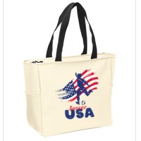 USA Soccer Lovers, Player The Team Shirt Soccer USA Flag Zip Tote Bag