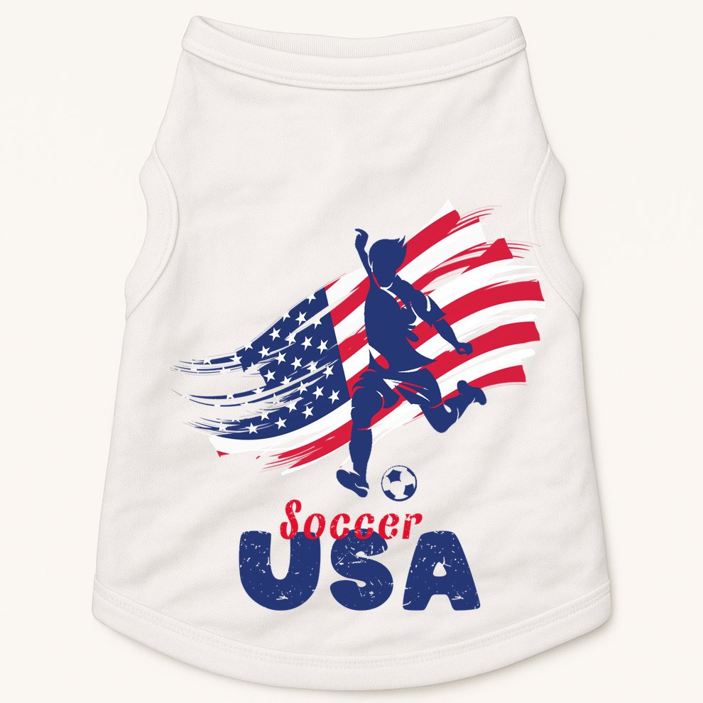 USA Soccer Lovers, Player The Team Shirt Soccer USA Flag Doggie Tank