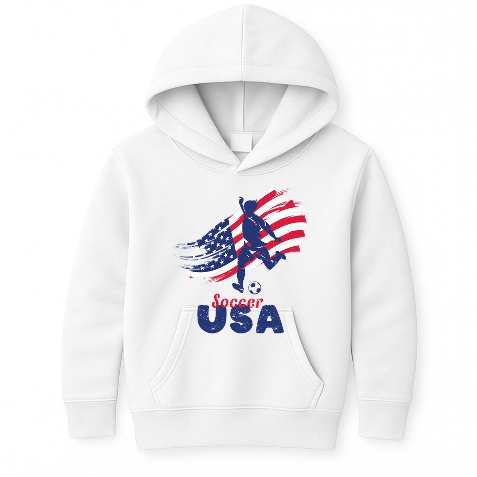 USA Soccer Lovers, Player The Team Shirt Soccer USA Flag Kids Hoodie