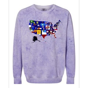 United States Map With Embeded Flags Colorblast Crewneck Sweatshirt