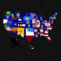 United States Map With Embeded Flags Ladies PosiCharge Tri-Blend Wicking Tank
