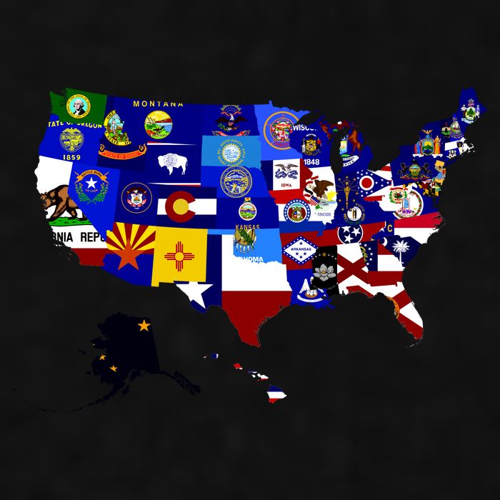 United States Map With Embeded Flags Ladies PosiCharge Tri-Blend Wicking Tank