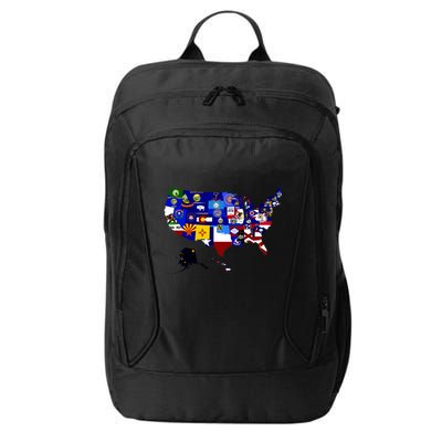 United States Map With Embeded Flags City Backpack