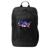 United States Map With Embeded Flags City Backpack