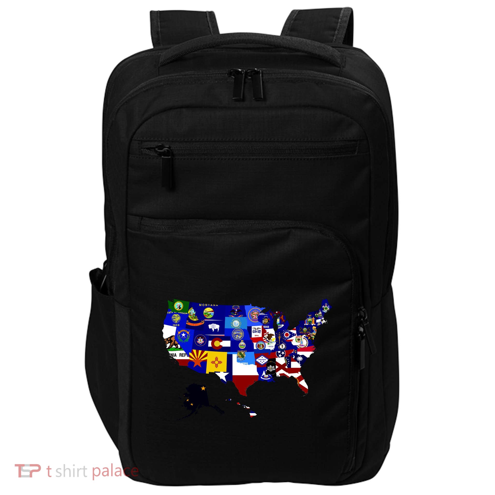United States Map With Embeded Flags Impact Tech Backpack
