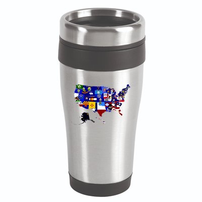 United States Map With Embeded Flags 16oz Travel Tumbler