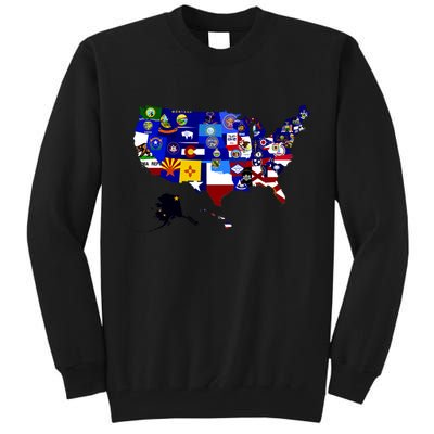 United States Map With Embeded Flags Tall Sweatshirt