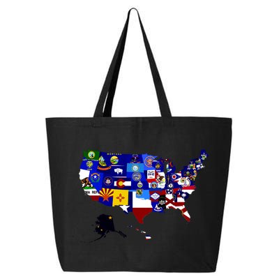 United States Map With Embeded Flags 25L Jumbo Tote