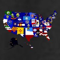 United States Map With Embeded Flags 25L Jumbo Tote