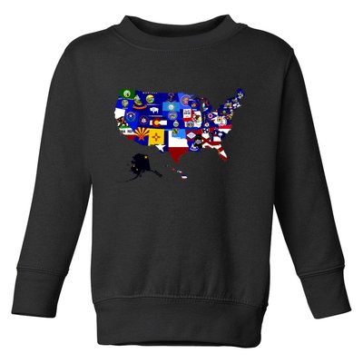 United States Map With Embeded Flags Toddler Sweatshirt