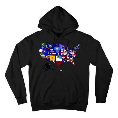 United States Map With Embeded Flags Tall Hoodie
