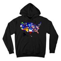 United States Map With Embeded Flags Tall Hoodie