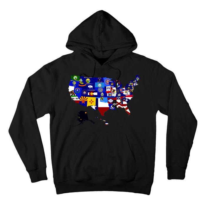 United States Map With Embeded Flags Tall Hoodie