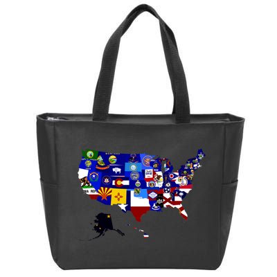 United States Map With Embeded Flags Zip Tote Bag