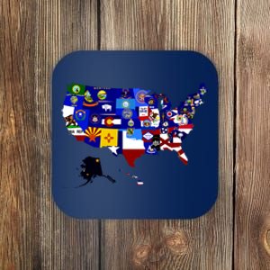 United States Map With Embeded Flags Coaster