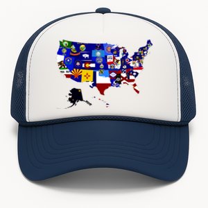 United States Map With Embeded Flags Trucker Hat