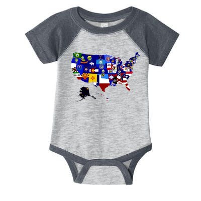 United States Map With Embeded Flags Infant Baby Jersey Bodysuit