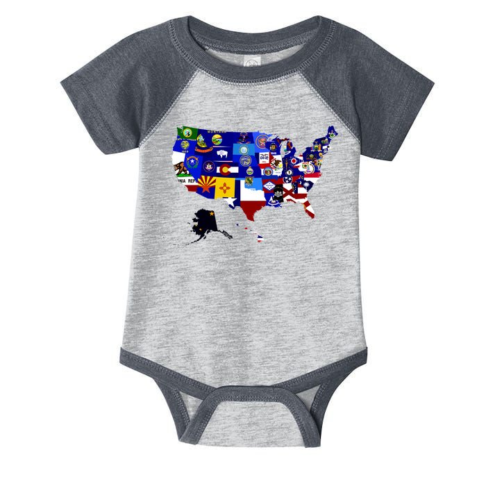 United States Map With Embeded Flags Infant Baby Jersey Bodysuit