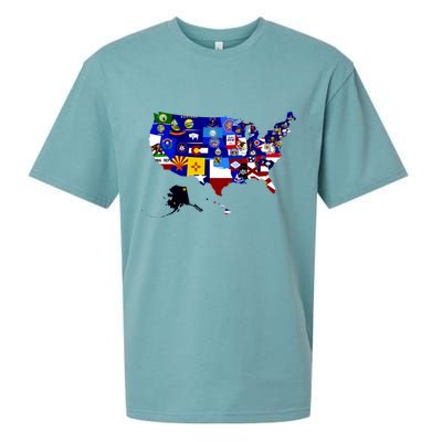 United States Map With Embeded Flags Sueded Cloud Jersey T-Shirt