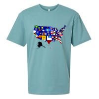 United States Map With Embeded Flags Sueded Cloud Jersey T-Shirt