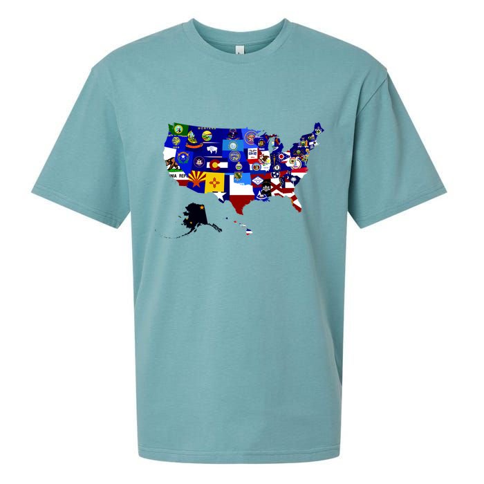 United States Map With Embeded Flags Sueded Cloud Jersey T-Shirt