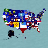 United States Map With Embeded Flags Sueded Cloud Jersey T-Shirt