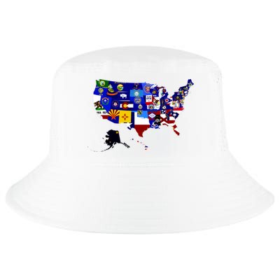 United States Map With Embeded Flags Cool Comfort Performance Bucket Hat