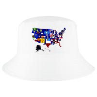 United States Map With Embeded Flags Cool Comfort Performance Bucket Hat