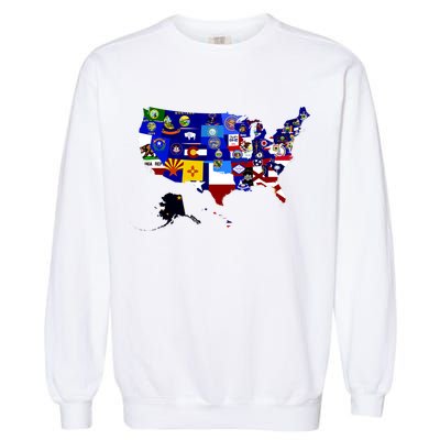 United States Map With Embeded Flags Garment-Dyed Sweatshirt