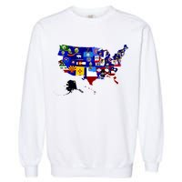 United States Map With Embeded Flags Garment-Dyed Sweatshirt