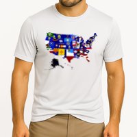 United States Map With Embeded Flags Cooling Performance Crew T-Shirt
