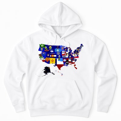 United States Map With Embeded Flags Hoodie