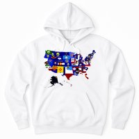 United States Map With Embeded Flags Hoodie