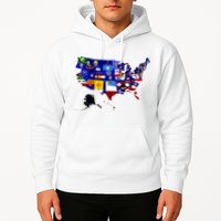 United States Map With Embeded Flags Hoodie
