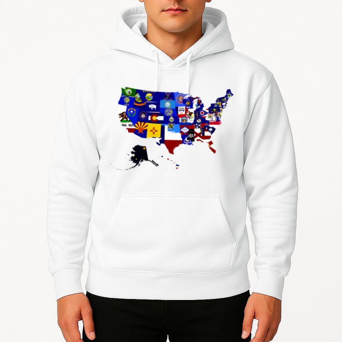 United States Map With Embeded Flags Hoodie