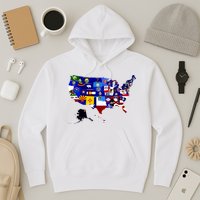 United States Map With Embeded Flags Hoodie