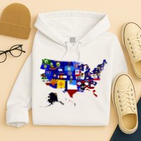 United States Map With Embeded Flags Hoodie
