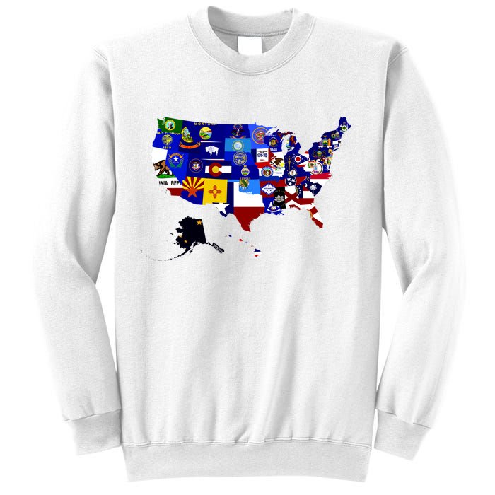 United States Map With Embeded Flags Sweatshirt