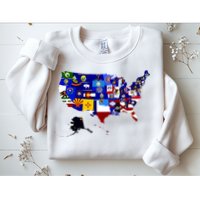 United States Map With Embeded Flags Sweatshirt