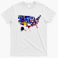 United States Map With Embeded Flags T-Shirt