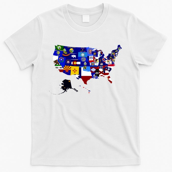 United States Map With Embeded Flags T-Shirt