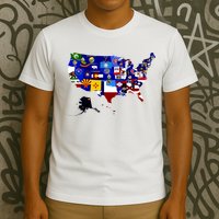United States Map With Embeded Flags T-Shirt