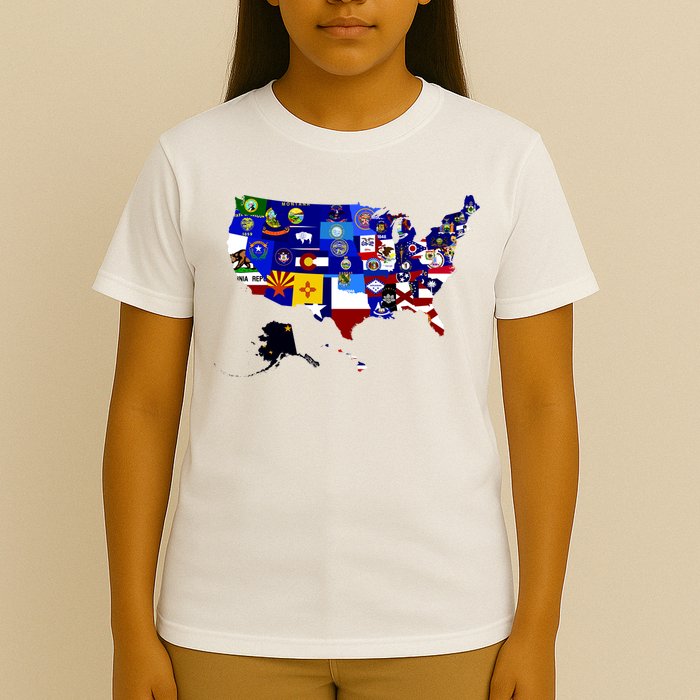 United States Map With Embeded Flags T-Shirt