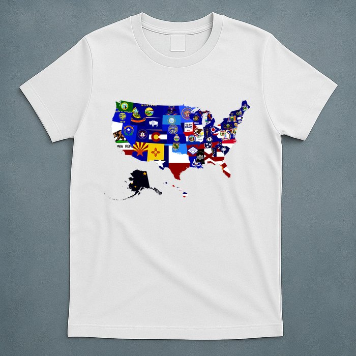 United States Map With Embeded Flags T-Shirt